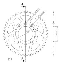 Supersprox alluminio rocchetto per catena 525 - 45Z (nero)