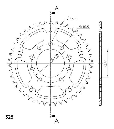 Supersprox Stealth Chain wheel 525 - 45Z (black)