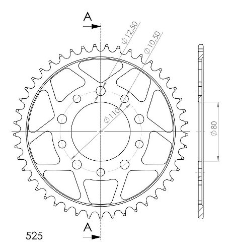 Supersprox acier roue d`entrainement 525 - 46Z (noir)