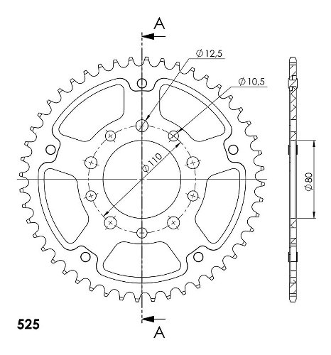 Supersprox Stealth rueda de cadena 525 - 47Z (oro)