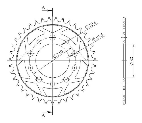 Supersprox acier roue d`entrainement 520 - 39Z (noir)