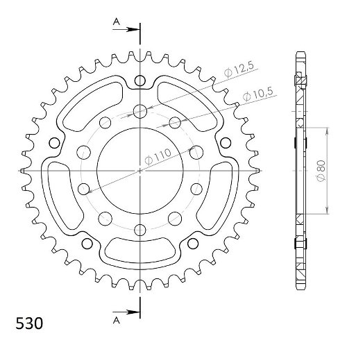 Supersprox Stealth rocchetto per catena 530 - 42Z (rosso)