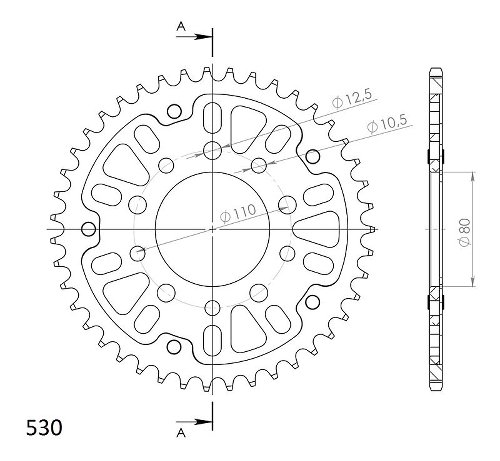 Supersprox Stealth rocchetto per catena 530 - 43Z (nero)