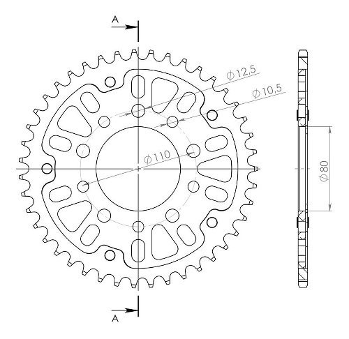 Supersprox Stealth Chain wheel 530 - 44Z (red)