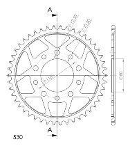 Supersprox acciaio rocchetto per catena 530 - 46Z (nero)