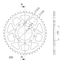 Supersprox aluminium roue d`entrainement 530 - 46Z (noir)