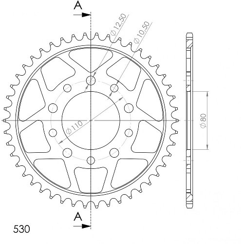 Supersprox acier roue d`entrainement 530 - 47Z (noir)