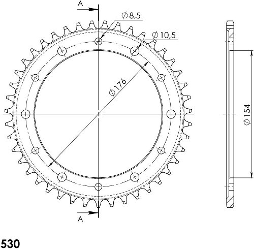 Supersprox acciaio rocchetto per catena 530 - 43Z (nero)