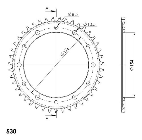 Supersprox alluminio rocchetto per catena 530 - 43Z (nero)