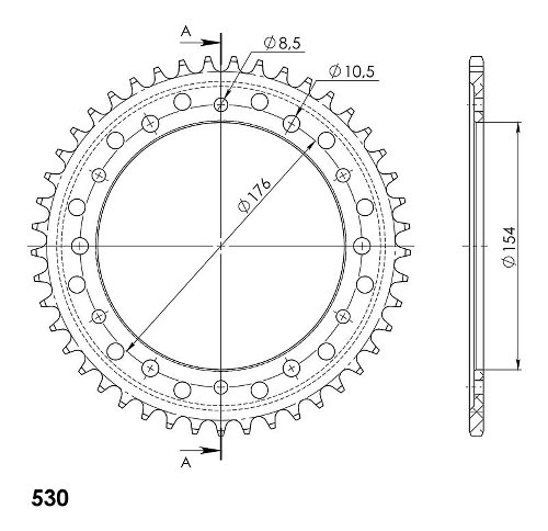 Supersprox alluminio rocchetto per catena 530 - 45Z (nero)