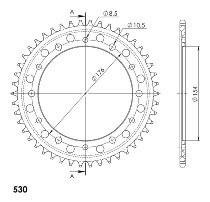 Supersprox alluminio rocchetto per catena 530 - 46Z (nero)