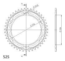 Supersprox Steel Chain wheel 525 - 43Z (black)