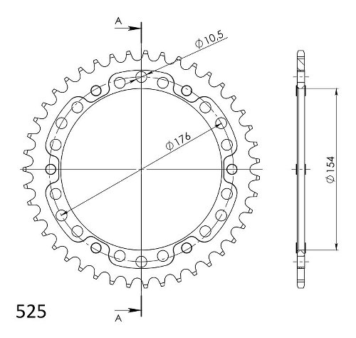 Supersprox Stealth rueda de cadena 525 - 43Z (oro)