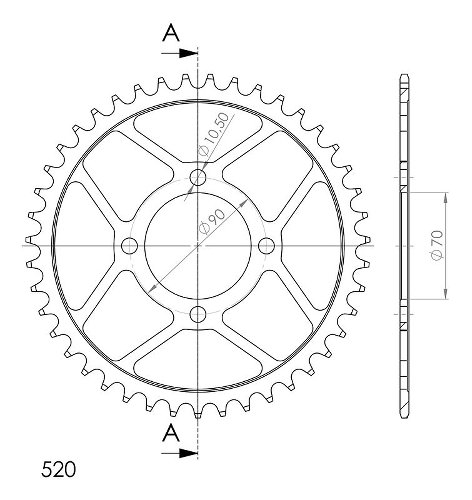 Supersprox acier roue d`entrainement 520 - 43Z (noir)