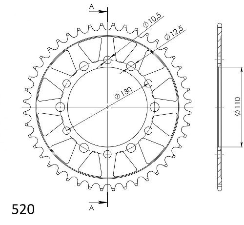 Supersprox Steel Chain wheel 520 - 42Z (black)