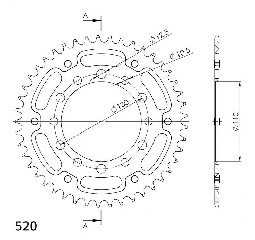 Supersprox Stealth rocchetto per catena 520 - 42Z (oro)