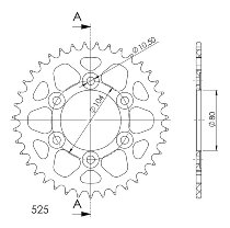 Supersprox aluminio rueda de cadena 525 - 39Z (negro)