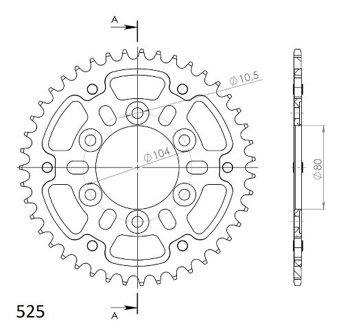 Supersprox Stealth rocchetto per catena 525 - 43Z (nero)