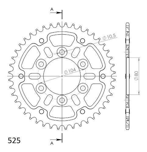 Supersprox Stealth Chain wheel 525 - 44Z (black)