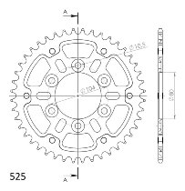 Supersprox Stealth rueda de cadena 525 - 44Z (negro)