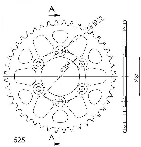 Supersprox aluminium roue d`entrainement 525 - 45Z (noir)