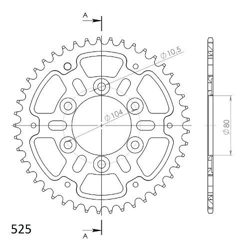 Supersprox Stealth rocchetto per catena 525 - 45Z (nero)