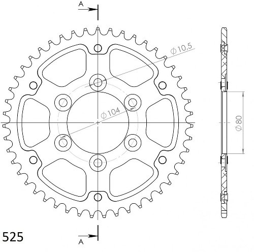 Supersprox Stealth rueda de cadena 525 - 46Z (oro)