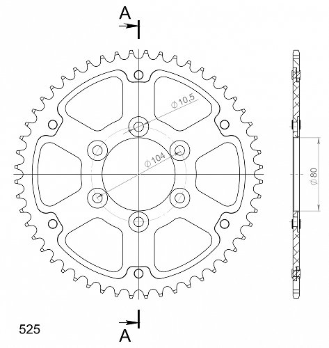 Supersprox Stealth Chain wheel 525 - 51Z (black)