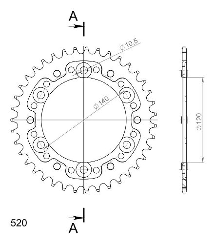 Supersprox Stealth Chain wheel 520 - 39Z (black)