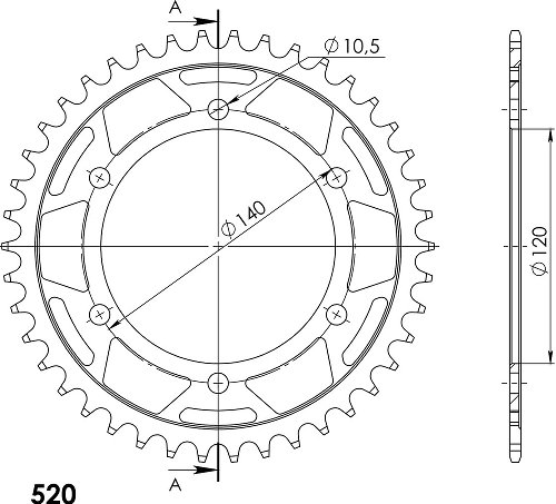 Supersprox acciaio rocchetto per catena 520 - 40Z (nero)