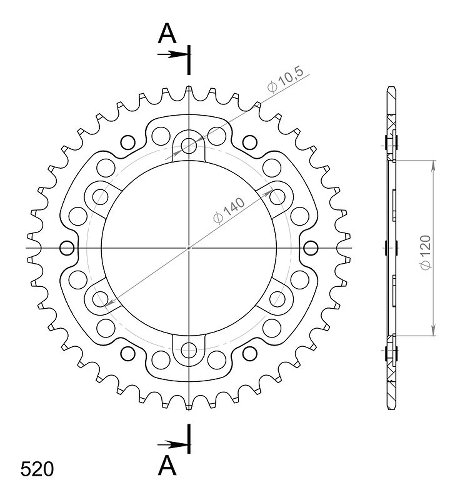 Supersprox Stealth rocchetto per catena 520 - 42Z (oro)