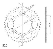 Supersprox aluminio rueda de cadena 520 - 46Z (negro)