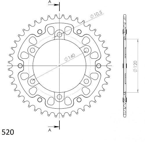 Supersprox Stealth rueda de cadena 520 - 46Z (oro)