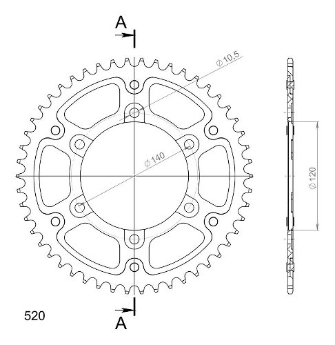 Supersprox Stealth Chain wheel 520 - 50Z (gold)