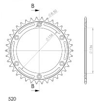 Supersprox acciaio rocchetto per catena 520 - 36Z (nero)