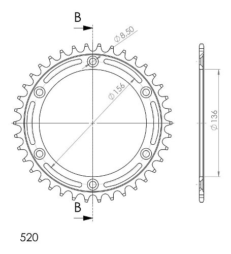 Supersprox acier roue d`entrainement 520 - 38Z (noir)