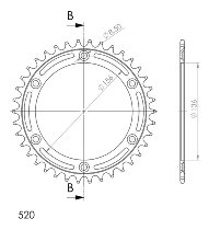 Supersprox acciaio rocchetto per catena 520 - 38Z (nero)