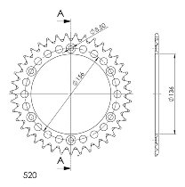 Supersprox aluminio rueda de cadena 520 - 38Z (oro)