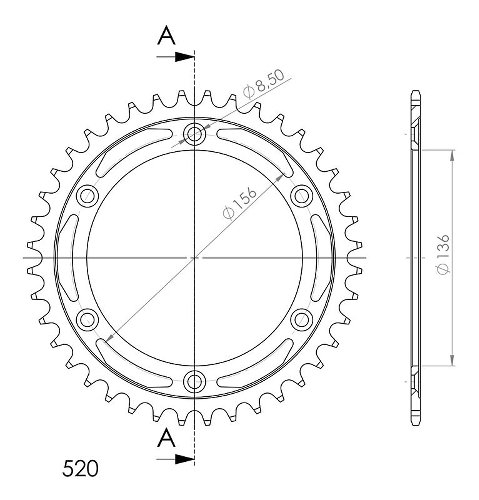 Supersprox acciaio rocchetto per catena 520 - 40Z (nero)