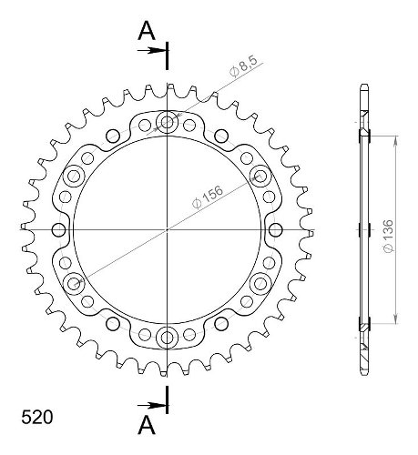 Supersprox Stealth rocchetto per catena 520 - 40Z (nero)