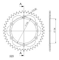 Supersprox aluminio rueda de cadena 520 - 42Z (negro)