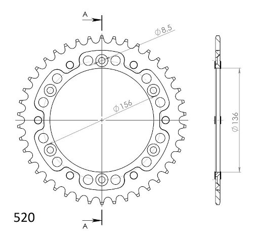 Supersprox Stealth Chain wheel 520 - 42Z (black)