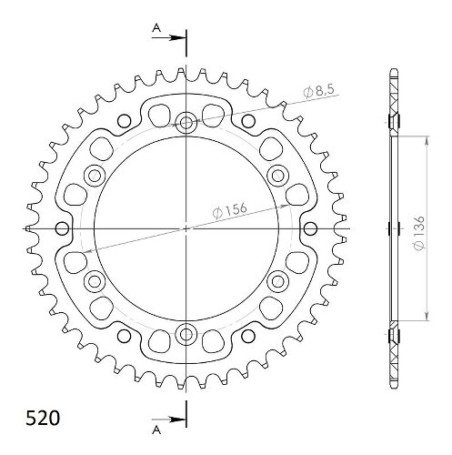 Supersprox Stealth rocchetto per catena 520 - 45Z (azurro)