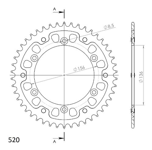 Supersprox Stealth rocchetto per catena 520 - 46Z (rosso)