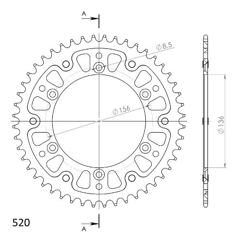 Supersprox Stealth rocchetto per catena 520 - 48Z (nero)