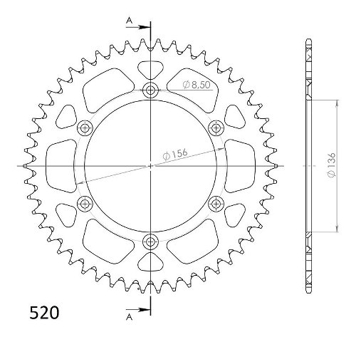 Supersprox aluminio rueda de cadena 520 - 48Z (oro)