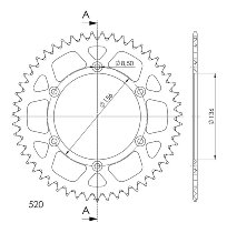 Supersprox alluminio rocchetto per catena 520 - 49Z (nero)