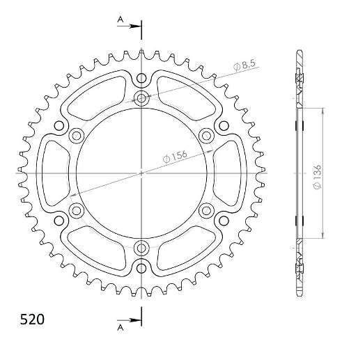 Supersprox Stealth Chain wheel 520 - 49Z (black)