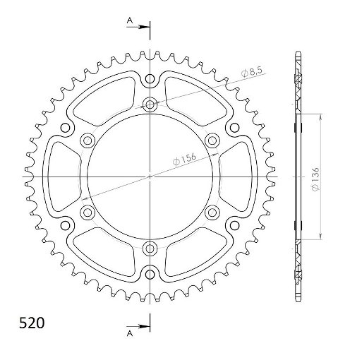 Supersprox Stealth Chain wheel 520 - 50Z (black)