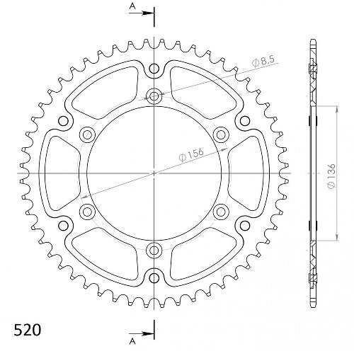 Supersprox Stealth rocchetto per catena 520 - 53Z (oro)